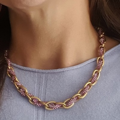 collana acciaio rosa bianco grigio bigiotteria artigianale idee regalo bijoux donna