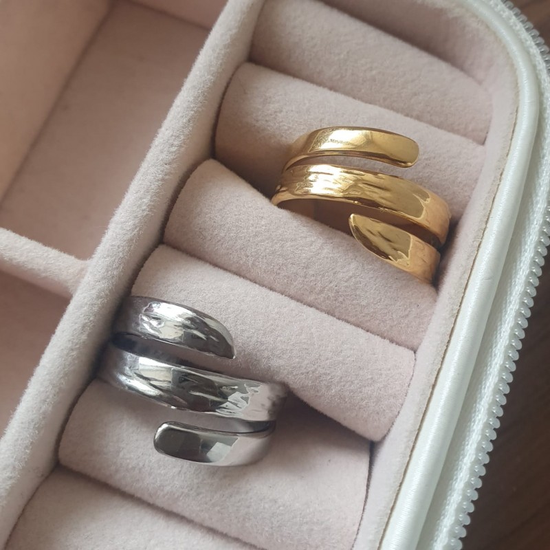 anello in acciaio regolabile, regalo bigiotteria argento o dorato