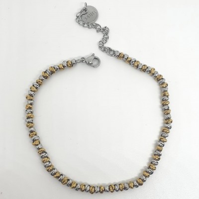 bracciale nodini bicolore argento e oro acciaio bigiotteria