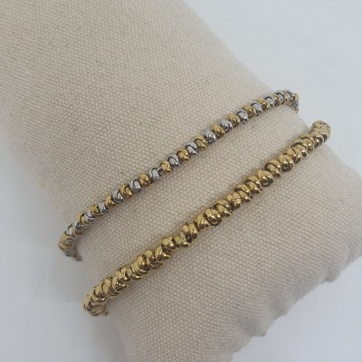 bracciale nodini bicolore argento e oro acciaio bigiotteria