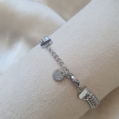bracciale tennis zirconi e catena acciaio