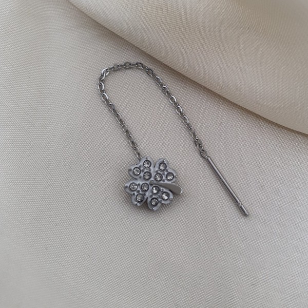 mono- orecchino sali-scendi QUADRIFOGLIO argento