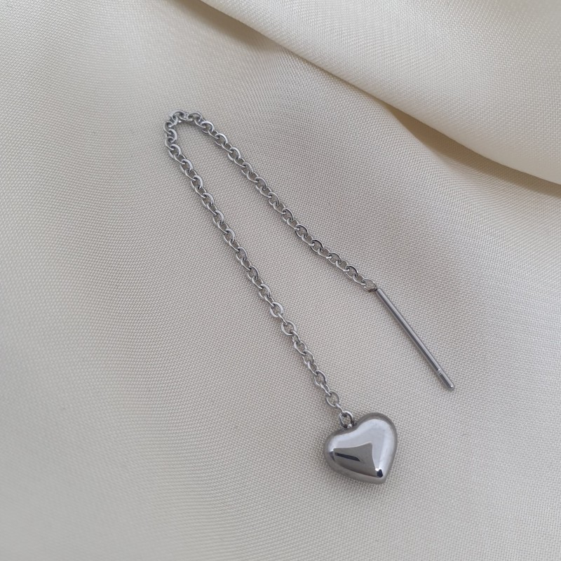 mono-orecchino sali-scendi CUORE argento