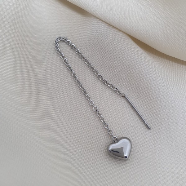mono-orecchino sali-scendi CUORE argento