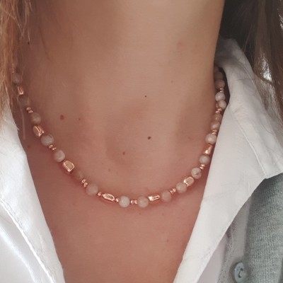 collana donna oro rosa ematite e agata pietra dura fatta a meno made in italy nichel free idee regalo bigiotteria