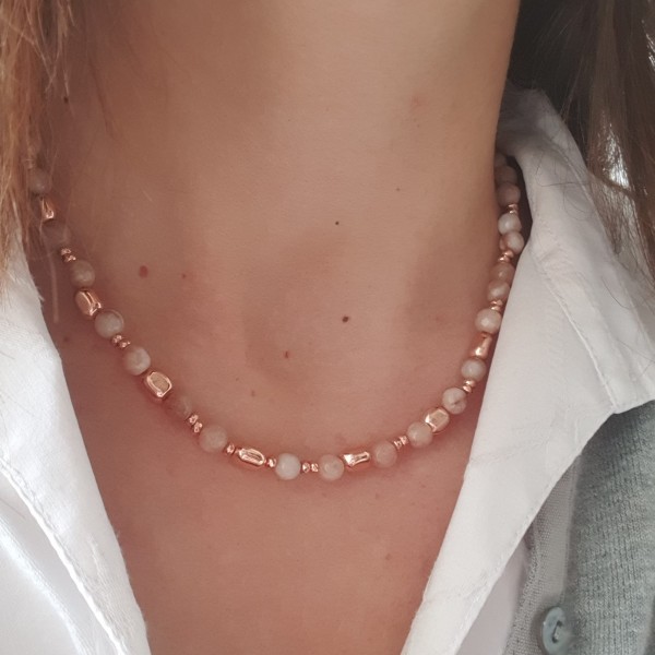 collana donna oro rosa ematite e agata pietra dura fatta a meno made in italy nichel free idee regalo bigiotteria