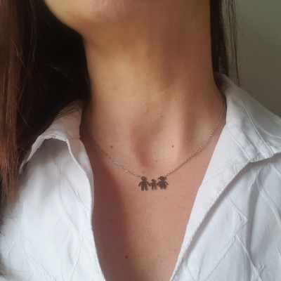 collana famiglia mamma papà e bimbo maschietto, in acciaio idea regalo festa della mamma