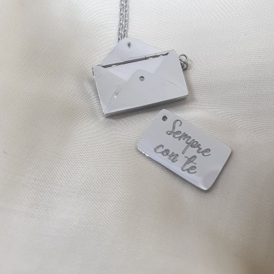 collana lettera d'amore da personalizzare acciaio idea regalo festa della mamma, san valentino, incisioni