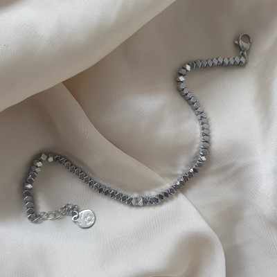 bracciale in acciaio con pepite irregolari squadrate. unisex idea regalo