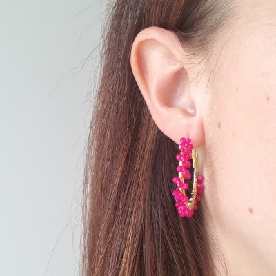 orecchini cerchio colorati con cristalli in acciaio nichel free  idea regalo