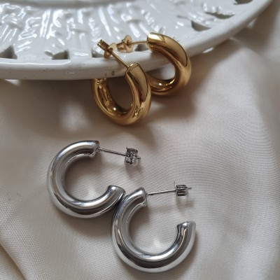 orecchini hoops in acciaio vintage bigiotteria made in italy