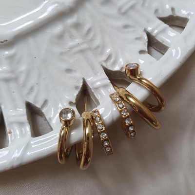 orecchini hoops effetto pircing in acciaio bigiotteria italiana