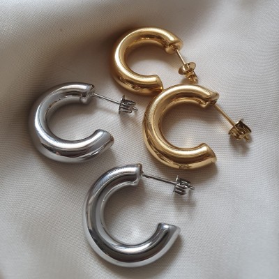 orecchini hoops in acciaio vintage bigiotteria made in italy