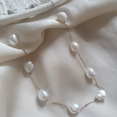 collana perle di fiume e acciaio bigiotteria idea regalo