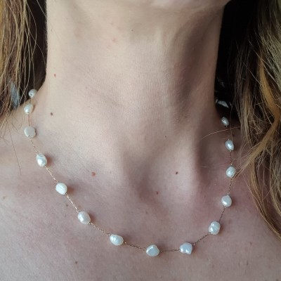 collana perle di fiume e acciaio bigiotteria idea regalo