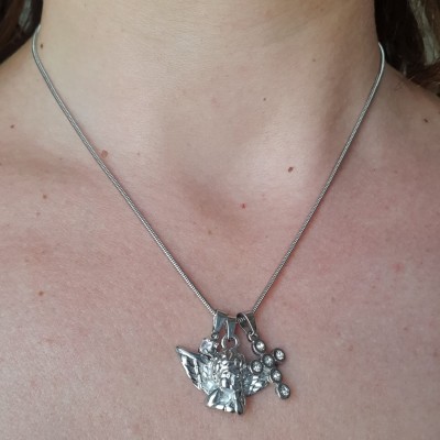 collana angelo custode, croce in acciaio anallergica idea regalo bigiotteria