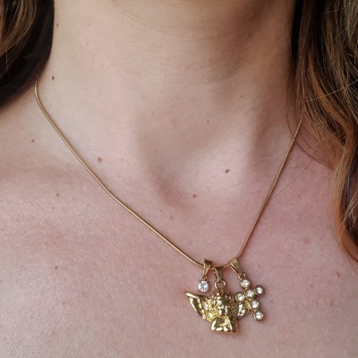 collana angelo custode, croce in acciaio anallergica idea regalo bigiotteria