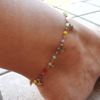 cavigliera stelle multicolore in acciaio estate idee regalo