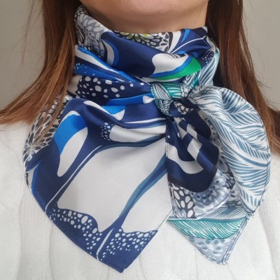Foulard quadrato BUTTERFLY azzurro