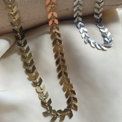 collana spighe in acciaio dorata o argentata anallergica e antiossidante bijoux