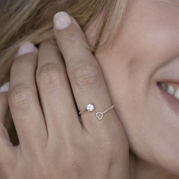 anello cuore e zircone vestopazzo regolabile idee regalo