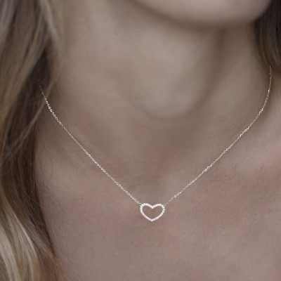 collana cuore vuoto zirconi