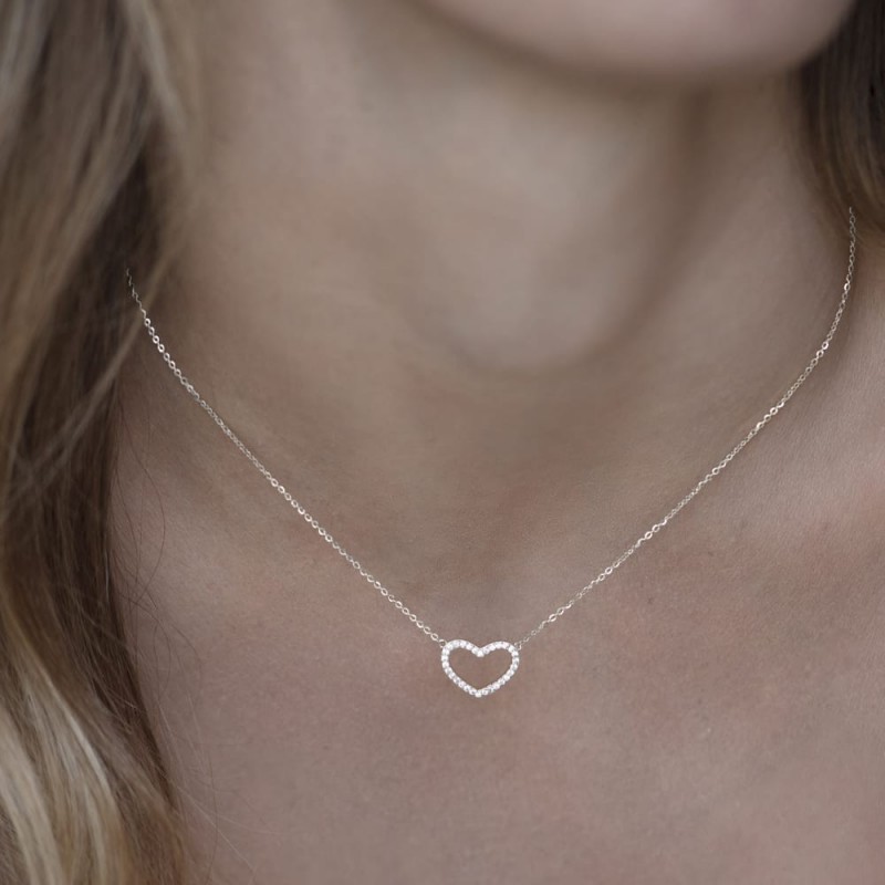 collana cuore vuoto zirconi