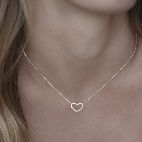 collana cuore vuoto zirconi